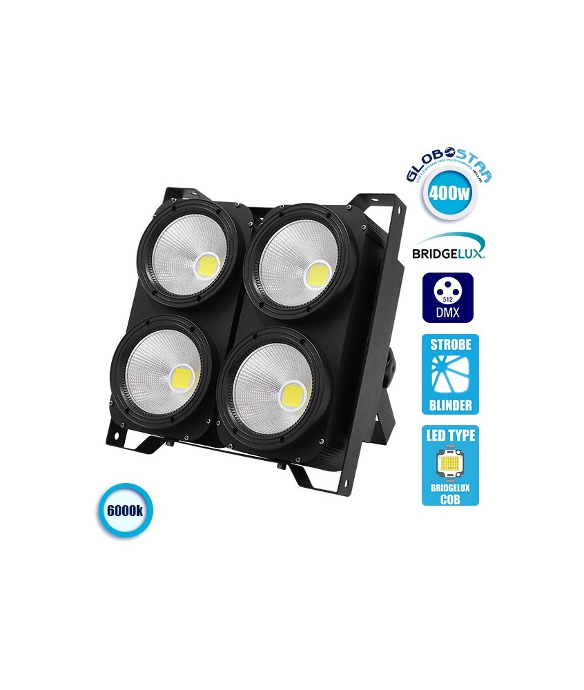 Προβολέας LED COB DMX512 Strobe Blinder Matrix Light 400 Watt (4x100w) Ψυχρό Λευκό 6000k GloboStar 51161